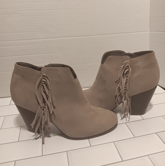 Carlos Santana Tempe Fringe Heel Boties Leather Upper Sz10M Gray Women - Picture 2 of 11